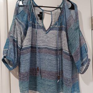Cold Shoulder Printed Peasant Top